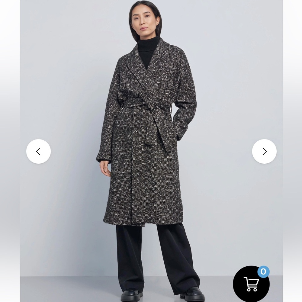 Black & White Long Wool Coat